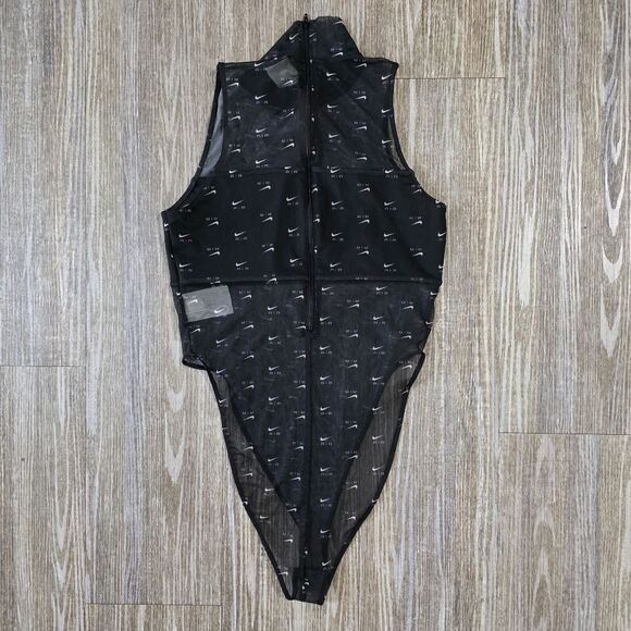 Nike Air Mock Neck All-Over Print Bodysuit Black Mesh Women’s Size M DV8243-010 - Picture 10 of 16